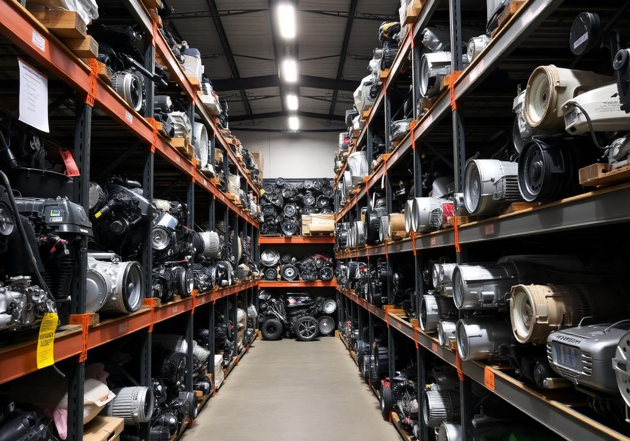 Warehouse of used auto parts for sale at Wayne Automotive Recyclers in Michigan